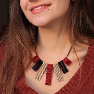 Trip -- Macrame necklace - κόκκινο, πολύχρωμο, μακραμέ, κορδόνια, χειροποίητα, ethnic - 5