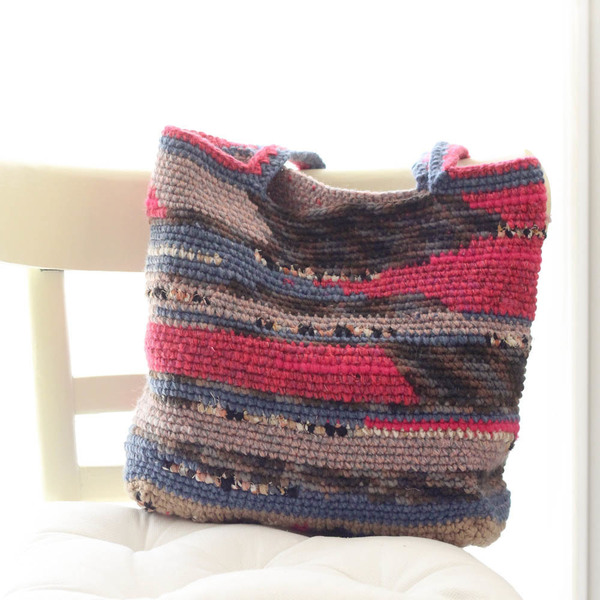 Πλεκτή Τσάντα ώμου - ώμου, crochet, βελονάκι, boho, πλεκτές τσάντες - 2
