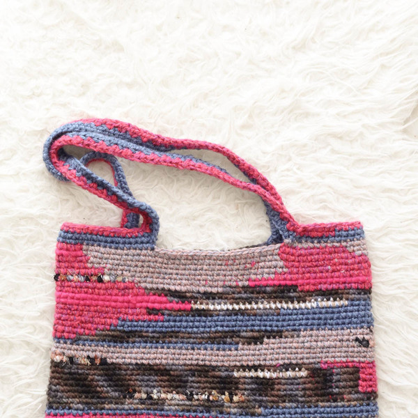 Πλεκτή Τσάντα ώμου - ώμου, crochet, βελονάκι, boho, πλεκτές τσάντες - 3