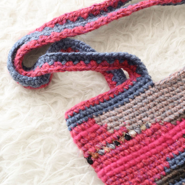 Πλεκτή Τσάντα ώμου - ώμου, crochet, βελονάκι, boho, πλεκτές τσάντες - 5