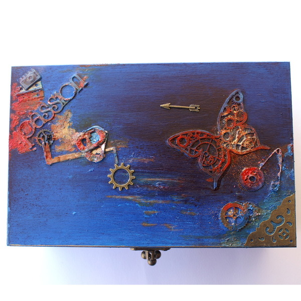 μπλε κουτί - πεταλούδα - δώρο, οργάνωση & αποθήκευση, πεταλούδα, μεταλλικά στοιχεία - 4