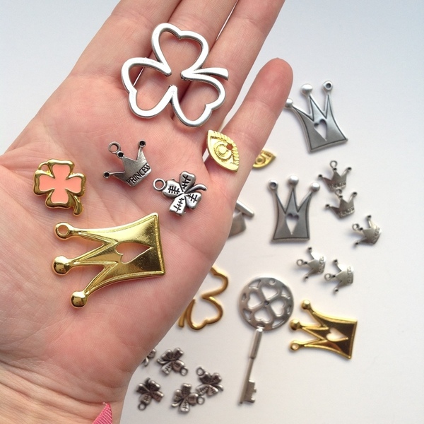 Mix Υλικών "Τυχερά Σύμβολα" για κοσμήματα, γούρια & κατασκευές - μάτι, μεταλλικά στοιχεία, DIY, υλικά κοσμημάτων - 5