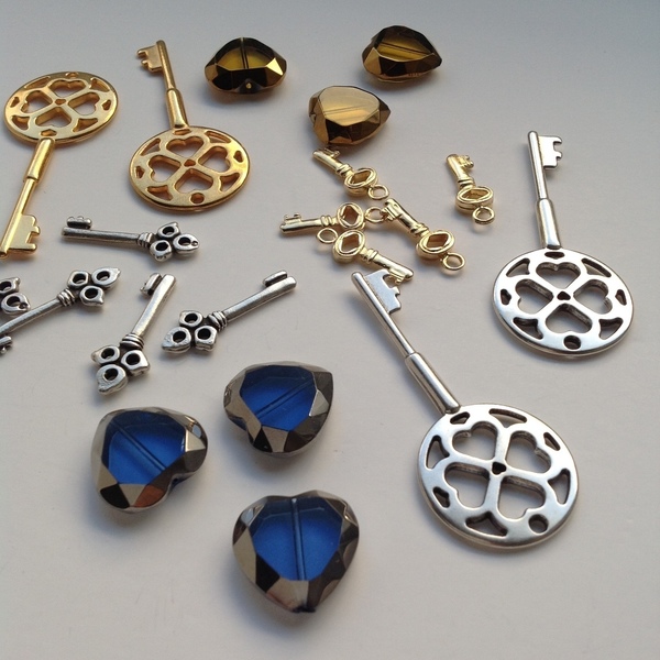 Mix Υλικών "Κλειδάκια mix Gold/Silver" για γούρια, κοσμήματα & κατασκευές - μεταλλικά στοιχεία, DIY, υλικά κοσμημάτων