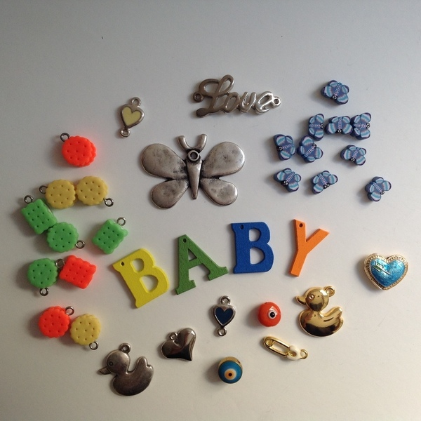 Mix Υλικών "Baby" για κοσμήματα, διακόσμηση & κατασκευές - διακόσμηση, χάντρες, μεταλλικά στοιχεία, DIY, για παιδιά, υλικά κοσμημάτων - 3