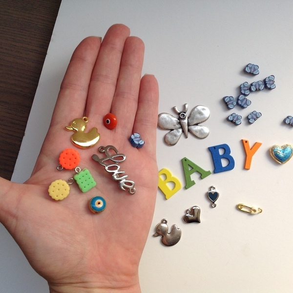 Mix Υλικών "Baby" για κοσμήματα, διακόσμηση & κατασκευές - διακόσμηση, χάντρες, μεταλλικά στοιχεία, DIY, για παιδιά, υλικά κοσμημάτων - 4