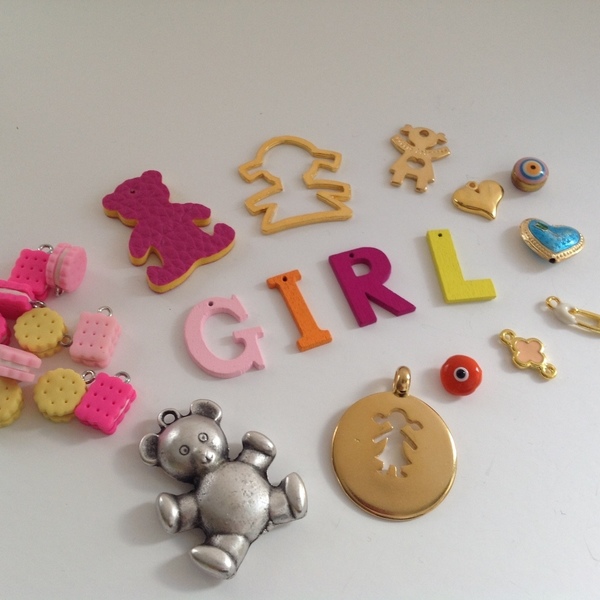Mix Υλικών "Girl" για κοσμήματα, διακόσμηση & κατασκευές - βρεφικά, μεταλλικά στοιχεία, DIY, υλικά κοσμημάτων