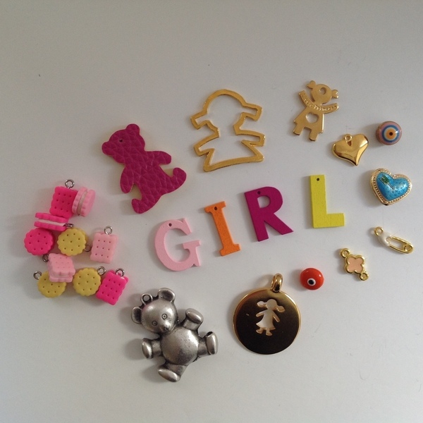 Mix Υλικών "Girl" για κοσμήματα, διακόσμηση & κατασκευές - βρεφικά, μεταλλικά στοιχεία, DIY, υλικά κοσμημάτων - 2