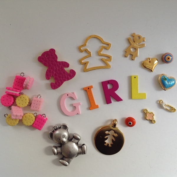 Mix Υλικών "Girl" για κοσμήματα, διακόσμηση & κατασκευές - βρεφικά, μεταλλικά στοιχεία, DIY, υλικά κοσμημάτων - 4