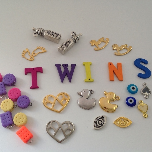 Mix Υλικών "Twins" για κοσμήματα, διακόσμηση & κατασκευές - διακόσμηση, μάτι, χάντρες, μεταλλικά στοιχεία, DIY, για παιδιά, υλικά κοσμημάτων - 3
