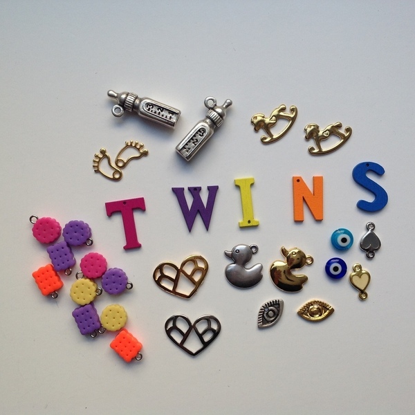 Mix Υλικών "Twins" για κοσμήματα, διακόσμηση & κατασκευές - διακόσμηση, μάτι, χάντρες, μεταλλικά στοιχεία, DIY, για παιδιά, υλικά κοσμημάτων - 4