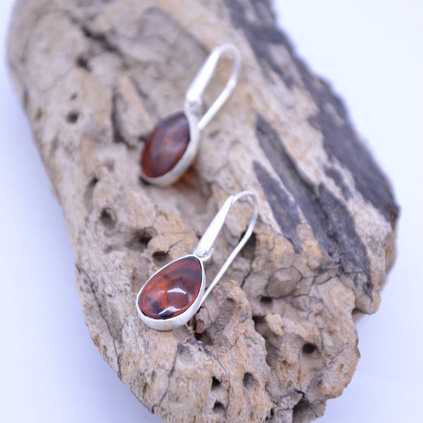 ''Amber'' earrings - ασήμι, κρεμαστά