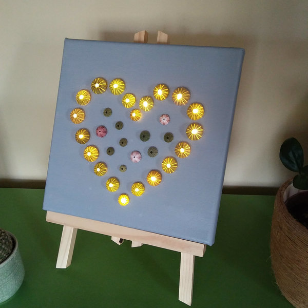 Φωτιζόμενος διακοσμητικός καμβάς "καρδιά" - πίνακες & κάδρα, καμβάς, αχινός - 2