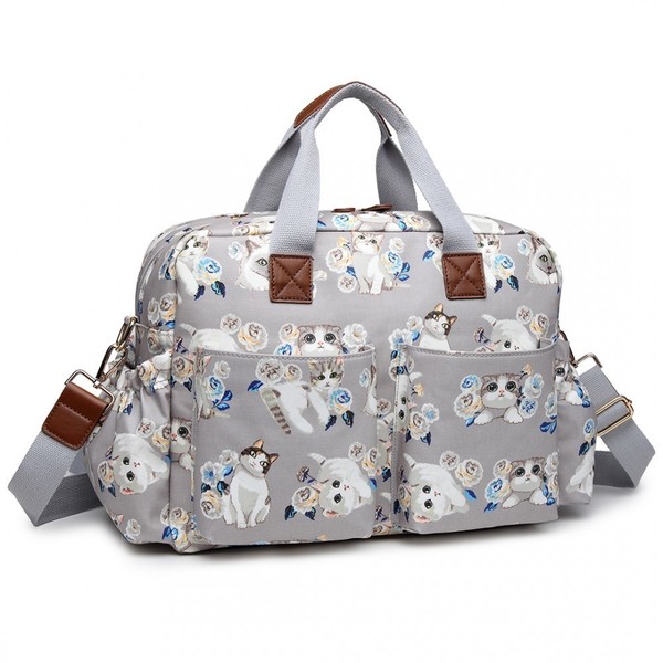 Γκρι Τσάντα Αλλαξιέρα με Γάτες 4 Pcs - κορίτσι, αγόρι, τσάντα, βρεφικά, χειρός, τσάντα αλλαξιέρα - 2