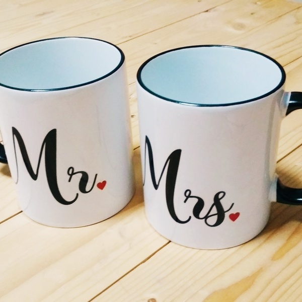 Κούπα - Mug ''MR & MRS'' - δώρα γάμου, mr & mrs, πορσελάνη, είδη γάμου, δώρα αγίου βαλεντίνου, κούπες & φλυτζάνια - 2
