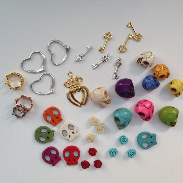 Mix διάφορων υλικών για κοσμήματα, διακόσμηση & κατασκευές - καρδιά, τριαντάφυλλο, χάντρες, μεταλλικά στοιχεία, DIY, υλικά κοσμημάτων - 2