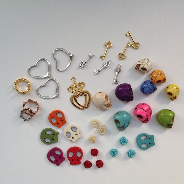 Mix διάφορων υλικών για κοσμήματα, διακόσμηση & κατασκευές - καρδιά, τριαντάφυλλο, χάντρες, μεταλλικά στοιχεία, DIY, υλικά κοσμημάτων - 3
