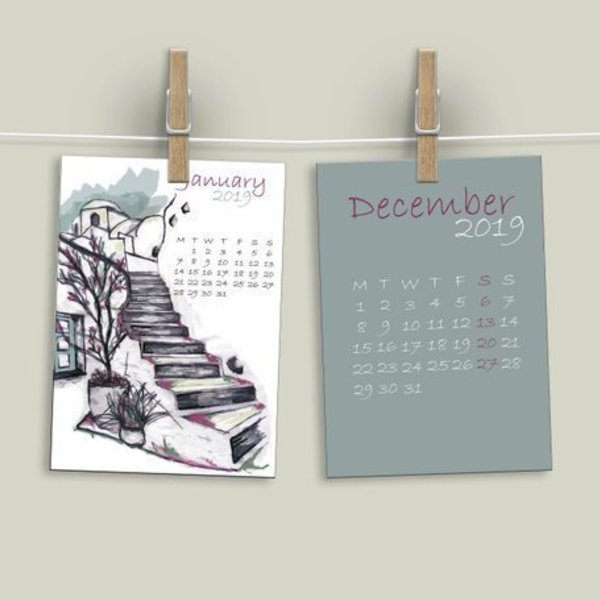 Ημερολόγιο 2019|In Greece| - ζωγραφισμένα στο χέρι, δώρο, διακόσμηση, οργάνωση & αποθήκευση, ημερολόγια, είδη διακόσμησης, διακοσμητικά, έλληνες σχεδιαστές, χριστουγεννιάτικα δώρα - 2