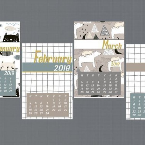 Ημερολόγιο 2019| Cats, Bears and Planets| - πολύχρωμο, ζωγραφισμένα στο χέρι, διακόσμηση, οργάνωση & αποθήκευση, ημερολόγια, δωράκι, χριστουγεννιάτικο, διακοσμητικά, έλληνες σχεδιαστές, χριστουγεννιάτικα δώρα - 4