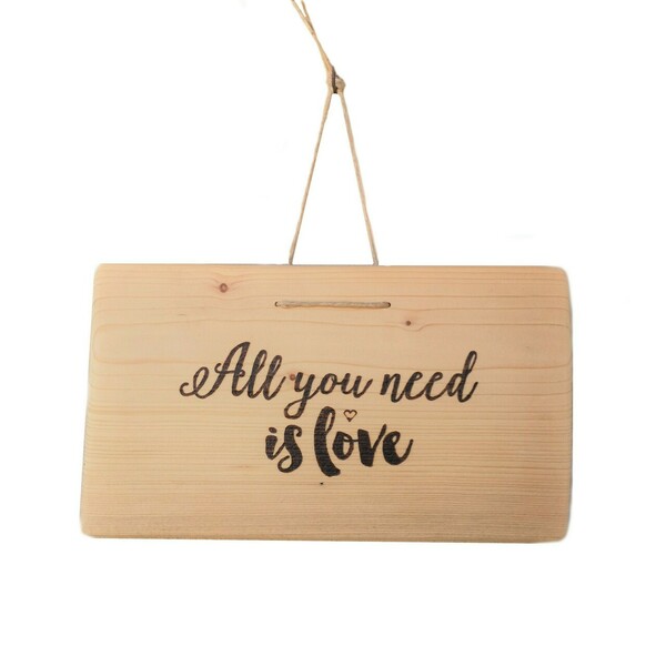 Μικρός ξύλινος πίνακας "All you need is love" - ξύλο, πίνακες & κάδρα, κρεμαστά