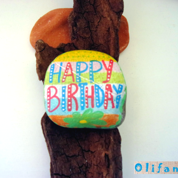 Happy Birthday - πέτρα, δώρο, διακόσμηση, δωράκι, γενέθλια, διακοσμητικές πέτρες - 3