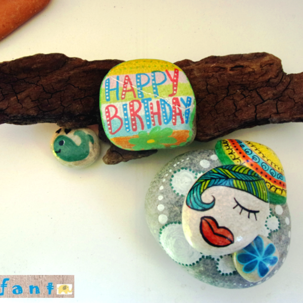 Happy Birthday - πέτρα, δώρο, διακόσμηση, δωράκι, γενέθλια, διακοσμητικές πέτρες - 4