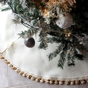 Χριστουγεννιάτικη ποδιά με σιριτι για το δέντρο των χριστουγέννων - διακοσμητικό, χριστουγεννιάτικο, διακοσμητικά, χριστουγεννιάτικα δώρα - 3