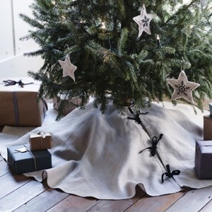 Λινή Χριστουγεννιάτικη ποδιά σε φυσικό χρώμα για το δέντρο - διακοσμητικό, διακοσμητικά, χριστουγεννιάτικα δώρα