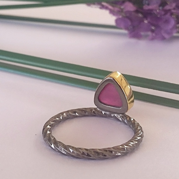 Mini Triangle Ring-Χειροποίητο Δαχτυλίδι Τρίγωνο Από Ασήμι 925 Με Πέτρα - ασήμι, ημιπολύτιμες πέτρες, επιχρυσωμένα, χειροποίητα, σταθερά, επιροδιωμένα - 4