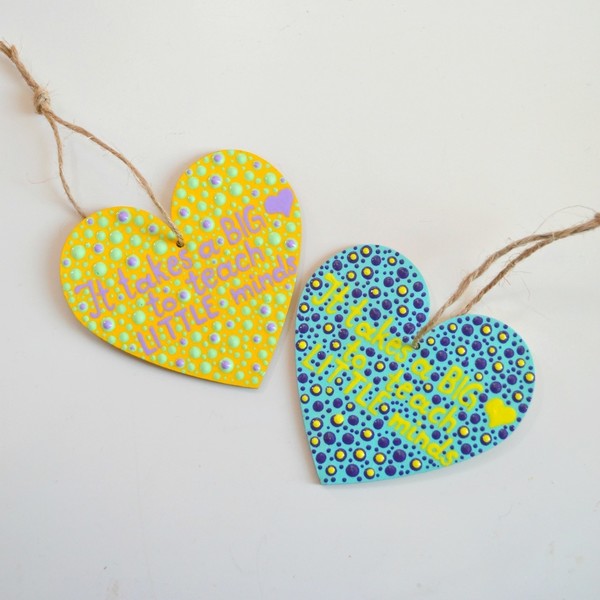 Ξύλινες ζωγραφισμένες καρδιές για δασκάλους - ξύλο, ζωγραφισμένα στο χέρι, είδη δώρου, διακοσμητικά - 4