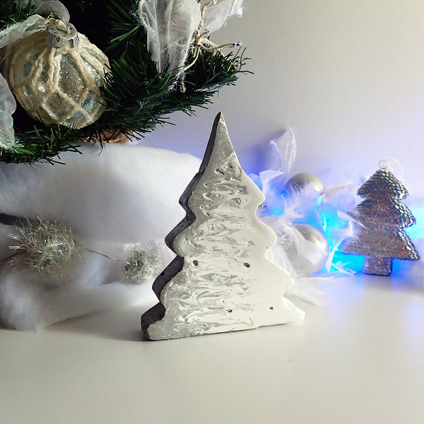 Δεντράκι "ΧΡΙΣΤΟΥΓΕΝΝΙΑΤΙΚΑ" HALF & HALF 1 - διακοσμητικό, τσιμέντο, διακοσμητικά, χριστουγεννιάτικα δώρα - 2