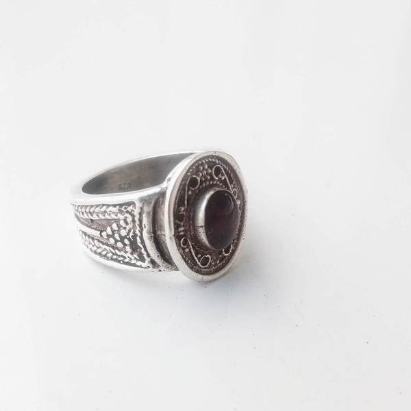 Δαχτυλιδι βερακι με πετρα στενο απο ασημι 925 - ασήμι - 2