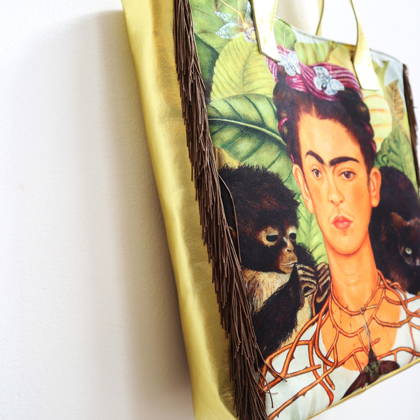Frida Kahlo leather bag - δέρμα, ώμου, μεγάλες, frida kahlo - 5