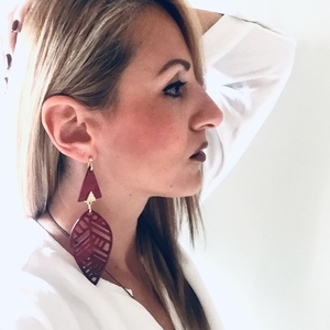 Plexi leafs earrings - statement, μακριά, κρεμαστά - 3