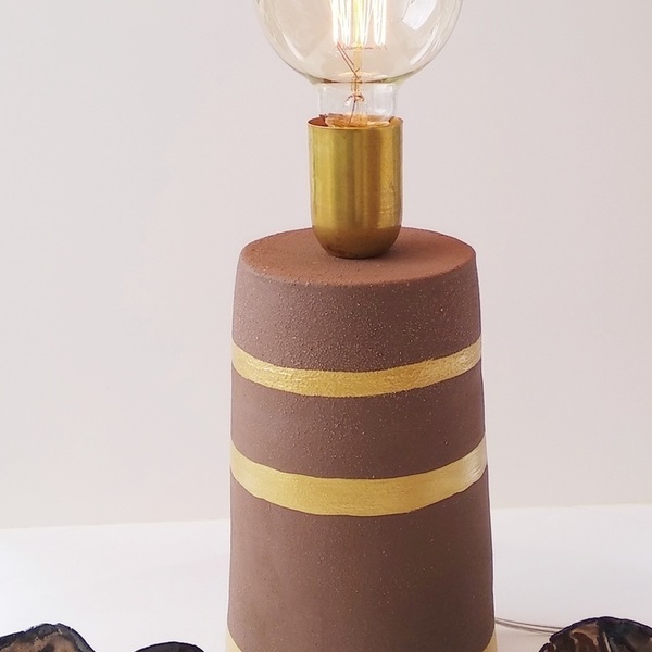 Lighting Collection_Table Lamp with Gold Touches - χρυσό, πορτατίφ, πηλός