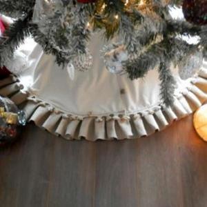 Χριστουγεννιάτικη ποδιά απο ιβουαρ βελούδο για το δέντρο των χριστουγέννων - διακοσμητικό, χριστουγεννιάτικο, διακοσμητικά, χριστουγεννιάτικα δώρα