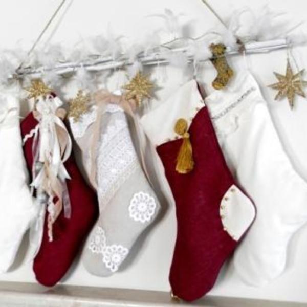 Σετ απο 4 χριστουγεννιάτικες κάλτσες - διακοσμητικό, χριστουγεννιάτικα δώρα - 2