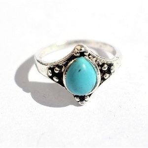 bohemian ring with turquoise stone - επάργυρα, boho