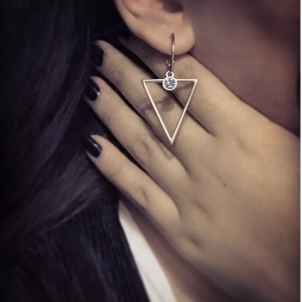 Triangle earrings - ορείχαλκος, κρεμαστά - 2