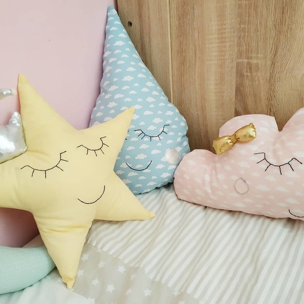 Διακοσμητικό μαξιλάρι παιδικού δωματίου αστέρι - αστέρι, δώρο παιδικό, μαξιλάρια - 2