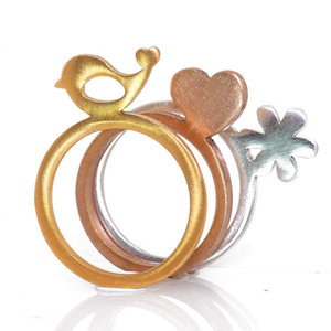 Δαχτυλίδι Καρδούλα Combo Silhouette | Κρατημένο για την Evi - καρδιά, επάργυρα, βεράκια, μπρούντζος - 2