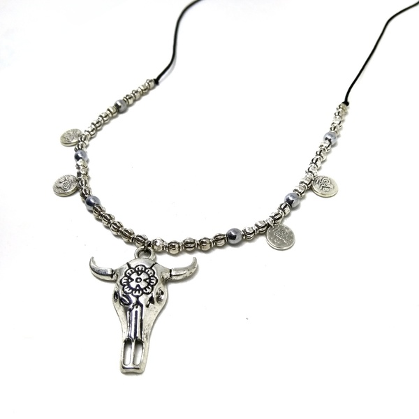 Bufallo metallic necklace - επιχρυσωμένα, ορείχαλκος, χάντρες, κοντά