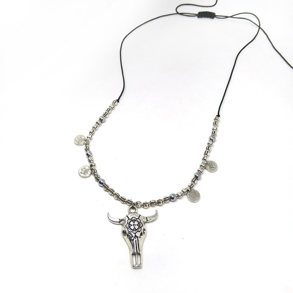 Bufallo metallic necklace - επιχρυσωμένα, ορείχαλκος, χάντρες, κοντά - 2