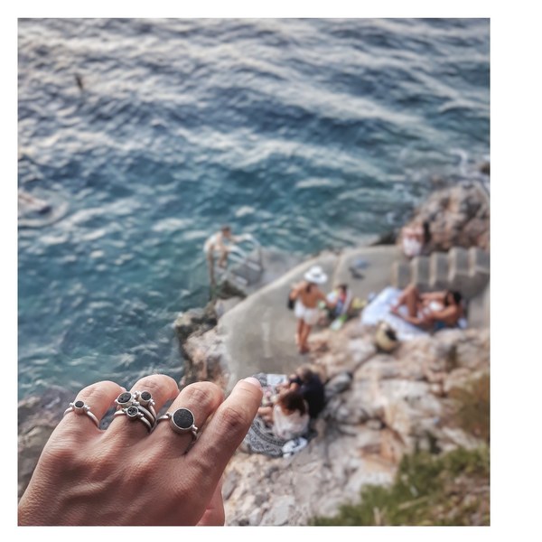 ○ Santorini | ασημένιο δαχτυλίδι με πέτρα από τη Σαντορίνη - ασήμι - 5