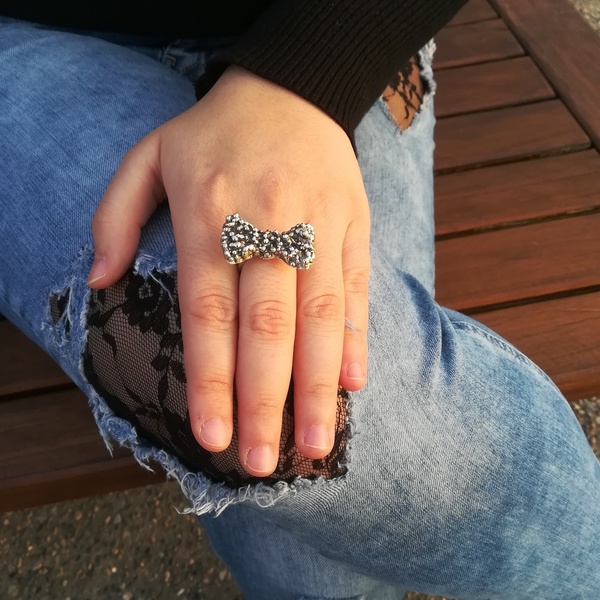 Ασημένιο δαχτυλίδι φιόγκος, silver bow - ασήμι, φιόγκος, ασήμι 925, χειροποίητα, μεγάλα - 4