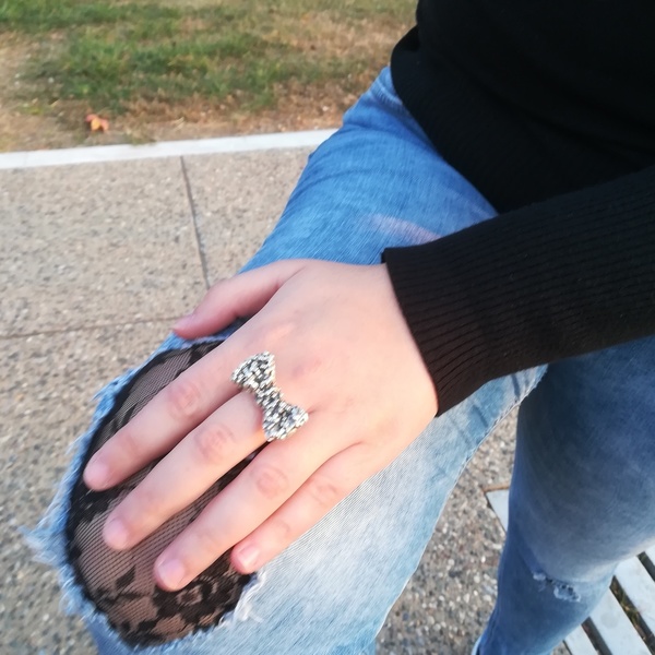 Ασημένιο δαχτυλίδι φιόγκος, silver bow - ασήμι, φιόγκος, ασήμι 925, χειροποίητα, μεγάλα - 5