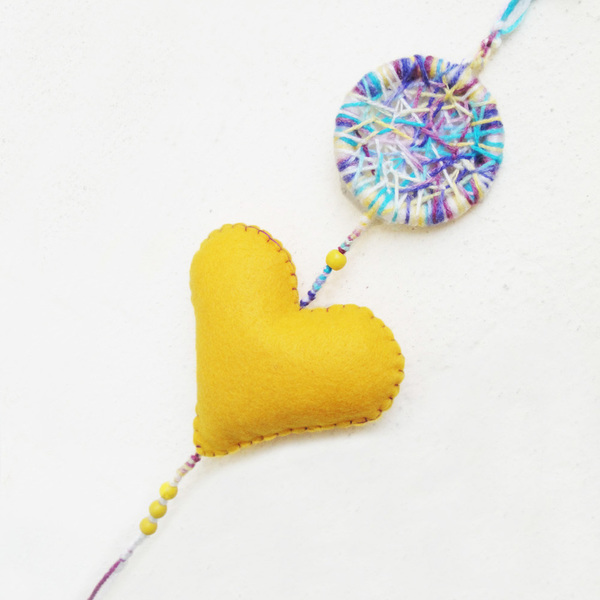 Παιδικό διακοσμητικό κρεμαστό κίτρινη καρδιά - καρδιά, παιδική διακόσμηση, βρεφικά, κρεμαστά - 4