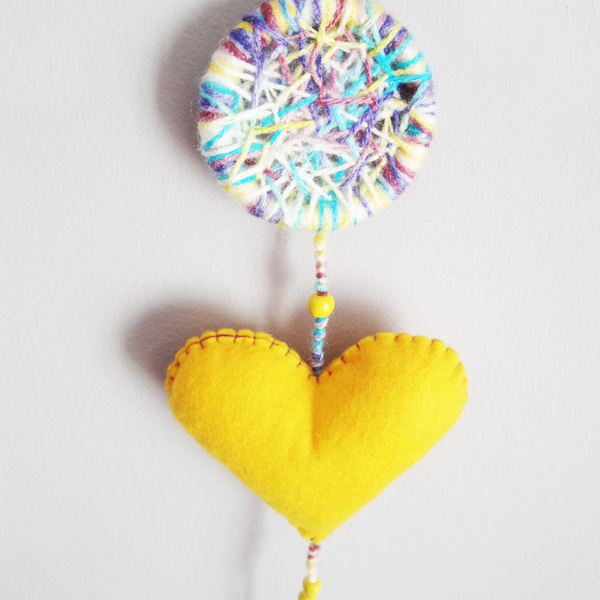 Παιδικό διακοσμητικό κρεμαστό κίτρινη καρδιά - καρδιά, παιδική διακόσμηση, βρεφικά, κρεμαστά