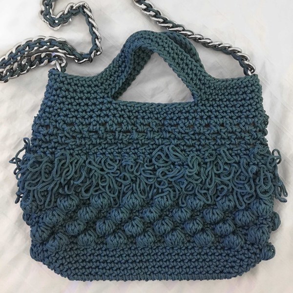 "Poly" shopping bag - Μ / blue / - ώμου, πλεκτές τσάντες - 2