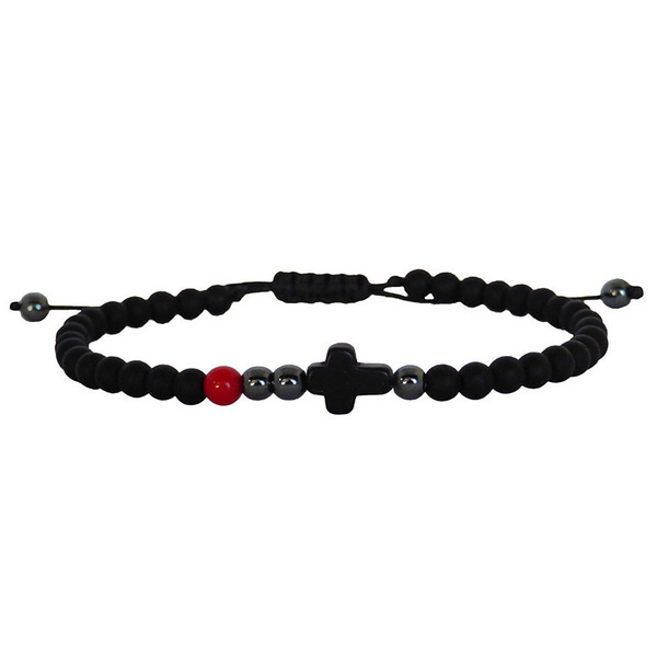 Ανδρικό βραχιόλι Cross Magnesite black - βραχιόλια, δώρα για άντρες, ημιπολύτιμες πέτρες, ανδρικά βραχιόλια, σταυρός