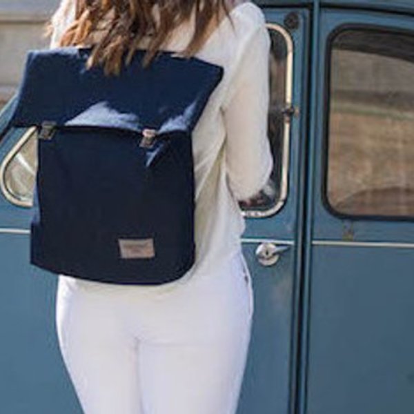 Χειροποίητη τζιν backpack με δερμάτινα λουριά - ύφασμα, πλάτης, σακίδια πλάτης, χειροποίητα - 4
